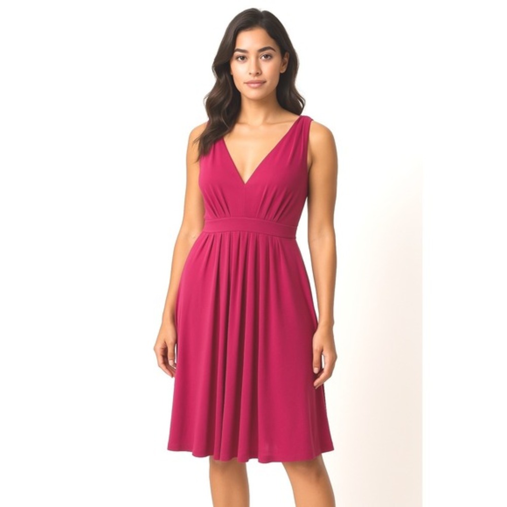 Express Pink V Neck Sleeveless‎ Empire Waist Midi Dress M Glam Party 83-02